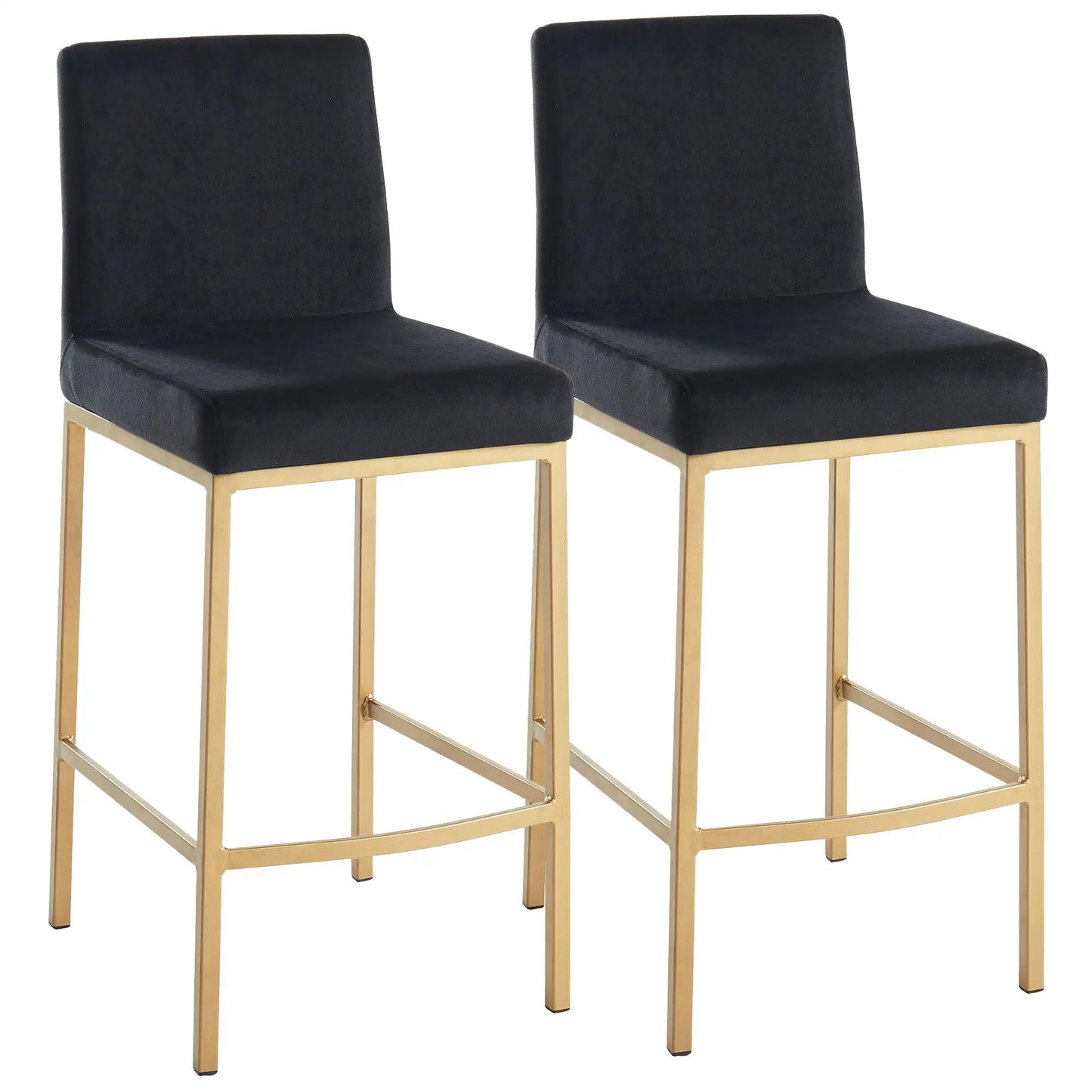 Diego 26" Velvet Counter Stools with Aged Gold Metal Frame - Set of 2