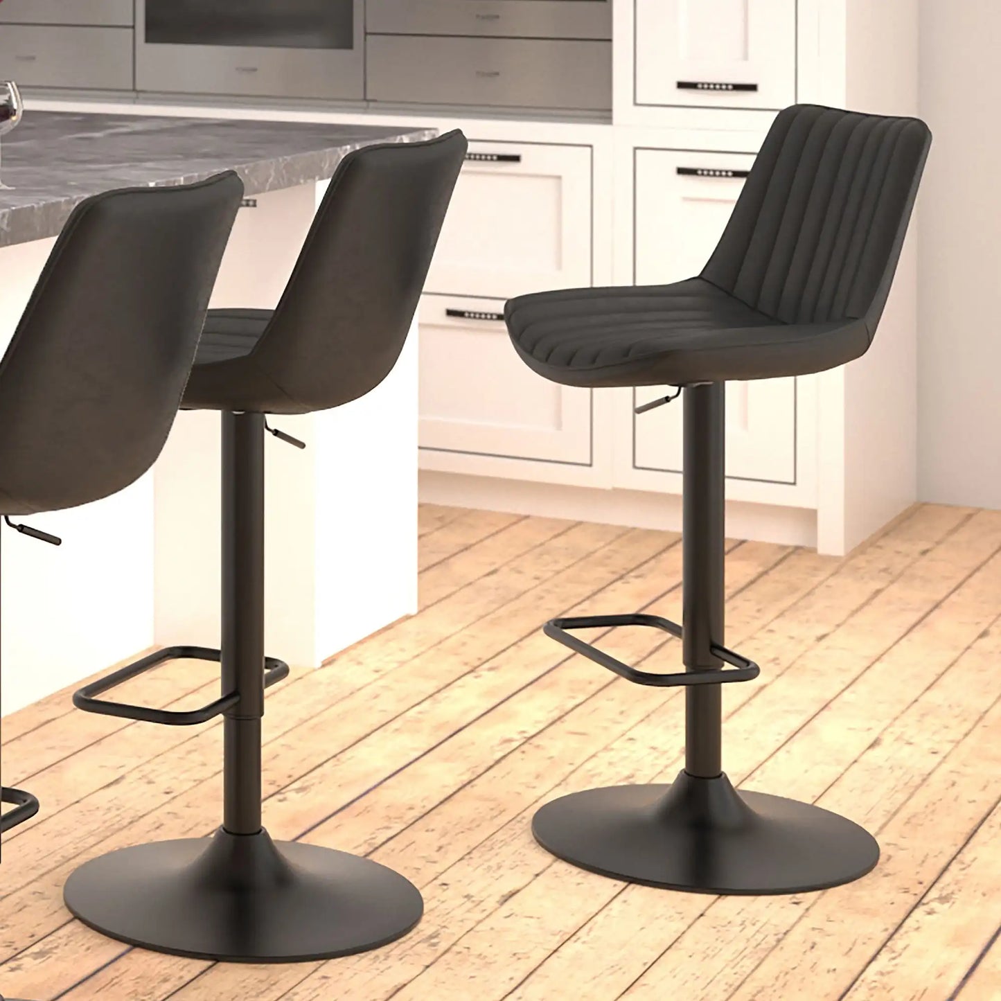 Kosi Faux Leather Bar Stools Set of 2 – Swivel, Tufted, Modern Style