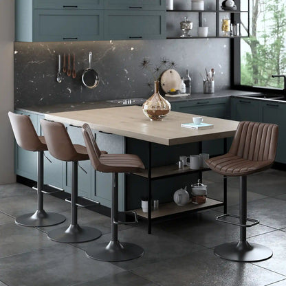 Kosi Faux Leather Bar Stools Set of 2 – Swivel, Tufted, Modern Style