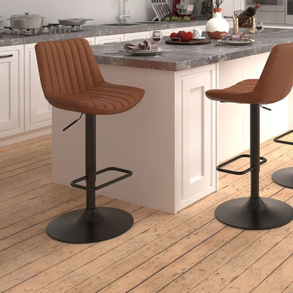 Kosi Faux Leather Bar Stools Set of 2 – Swivel, Tufted, Modern Style