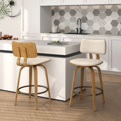Zuni 26" Swivel Counter Stools With Beige Fabric – Set of 2