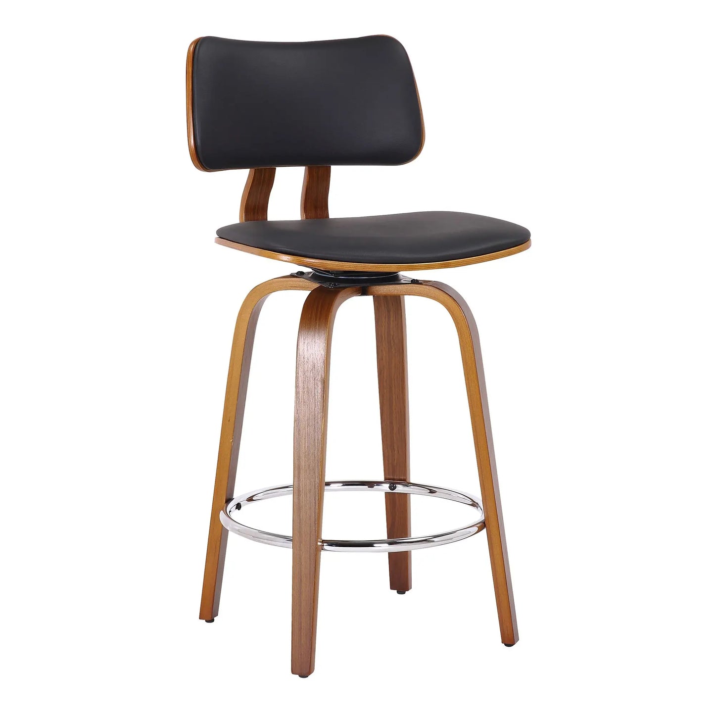 Zuni 26" Swivel Faux Leather Counter Stools with Walnut Legs