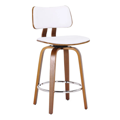 Zuni 26" Swivel Faux Leather Counter Stools with Walnut Legs