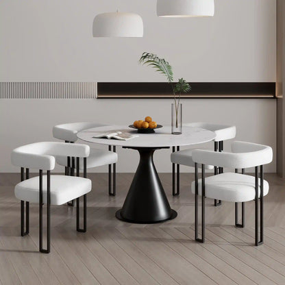 Calisto/Scarlet 5 Piece Dining Set With White Marble Table