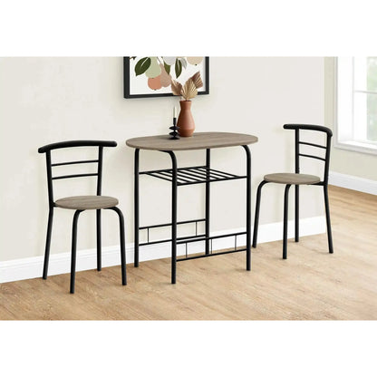 2 Person Dining Set - Dark Taupe Table & Black Metal Chairs