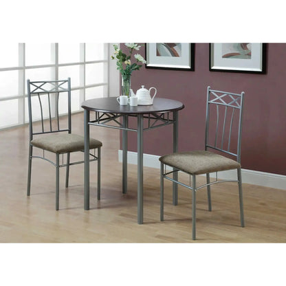 3-Piece Bistro Dining Set with Espresso Round Table - Metal Chairs