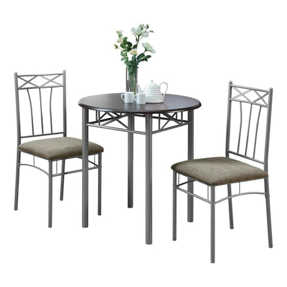 3-Piece Bistro Dining Set with Espresso Round Table - Metal Chairs