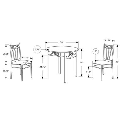 3-Piece Bistro Dining Set with Espresso Round Table - Metal Chairs