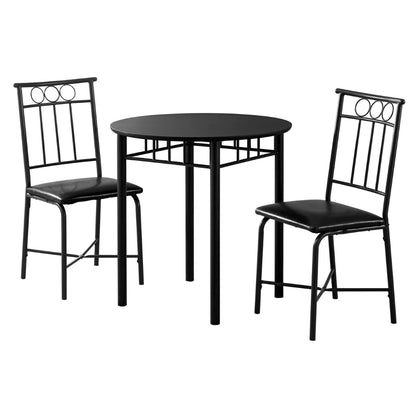 3-Piece Bistro Dining Set – Black Round Table & Black Metal Chairs