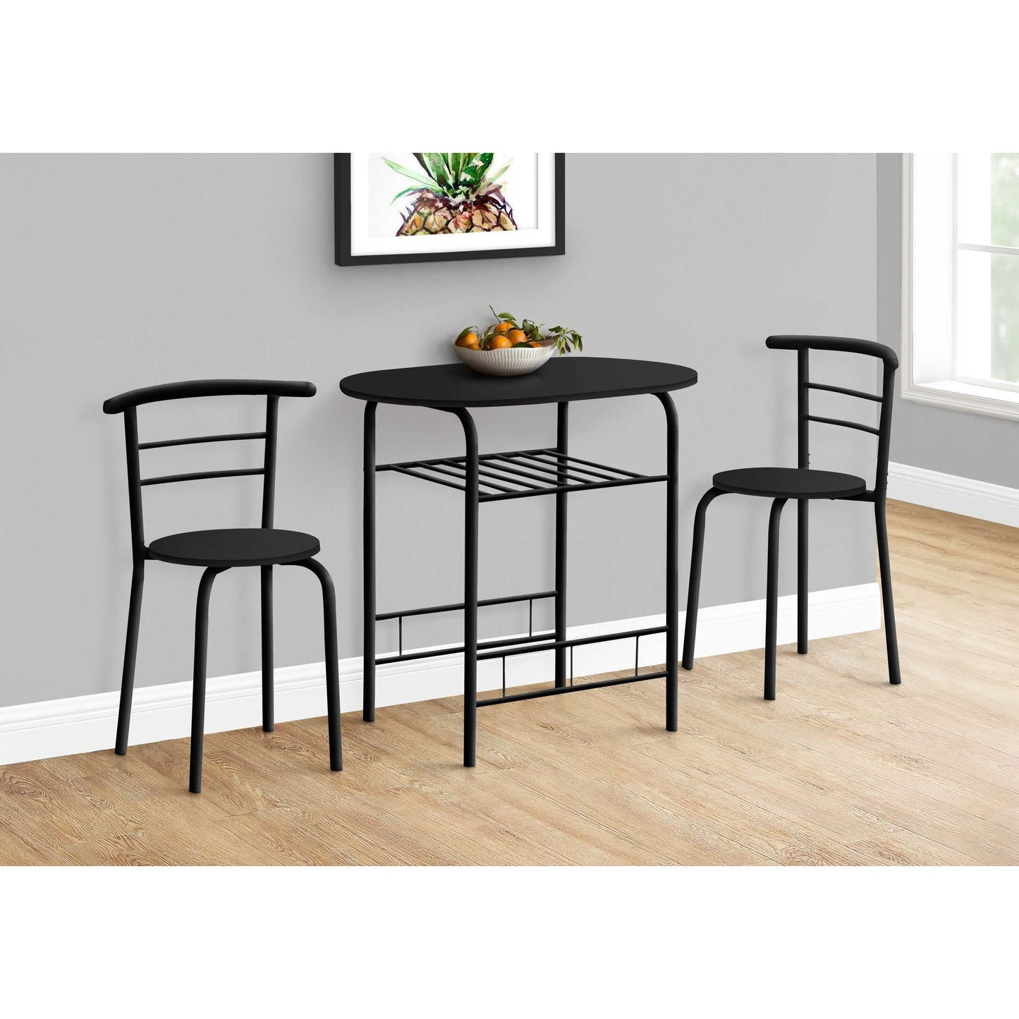 3 Piece Dining Set Canada - Black Oval Table Top - Black Metal Chair
