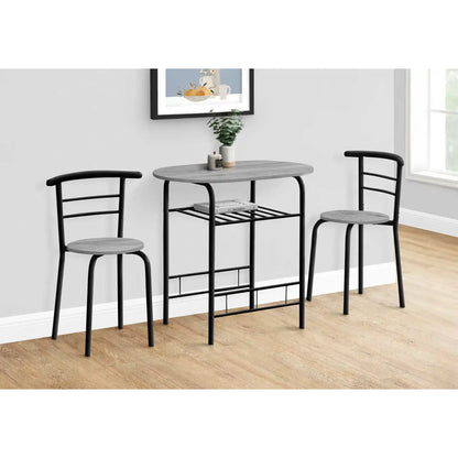 3 Piece Dining Set Canada - Grey Oval Table Top - Black Metal Chair