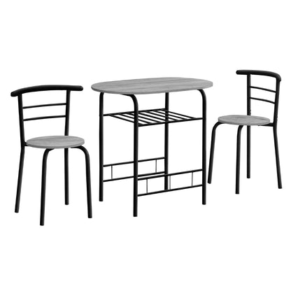 3 Piece Dining Set Canada - Grey Oval Table Top - Black Metal Chair