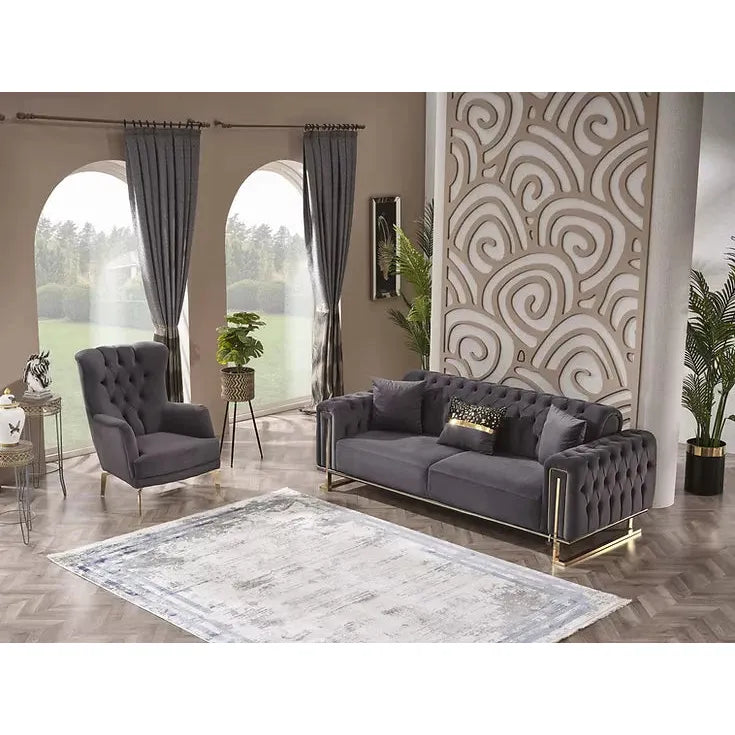 DREAMS Sofa Set with Stainless Steel Legs and Convertible Bed