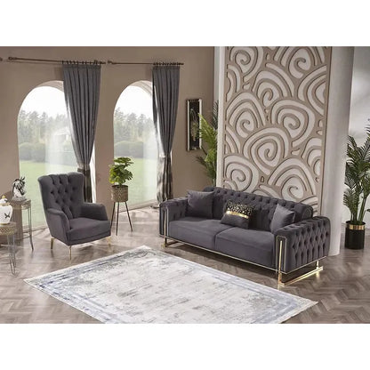 DREAMS Sofa Set with Stainless Steel Legs and Convertible Bed