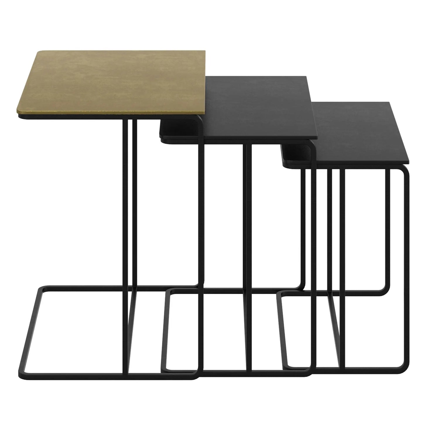 Bristol 3pc Nesting Accent Tables in Antique Gold and Black