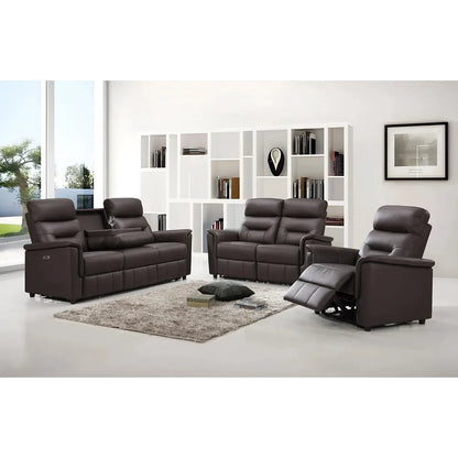 Brown leather reclining sofa set for  modern living room 