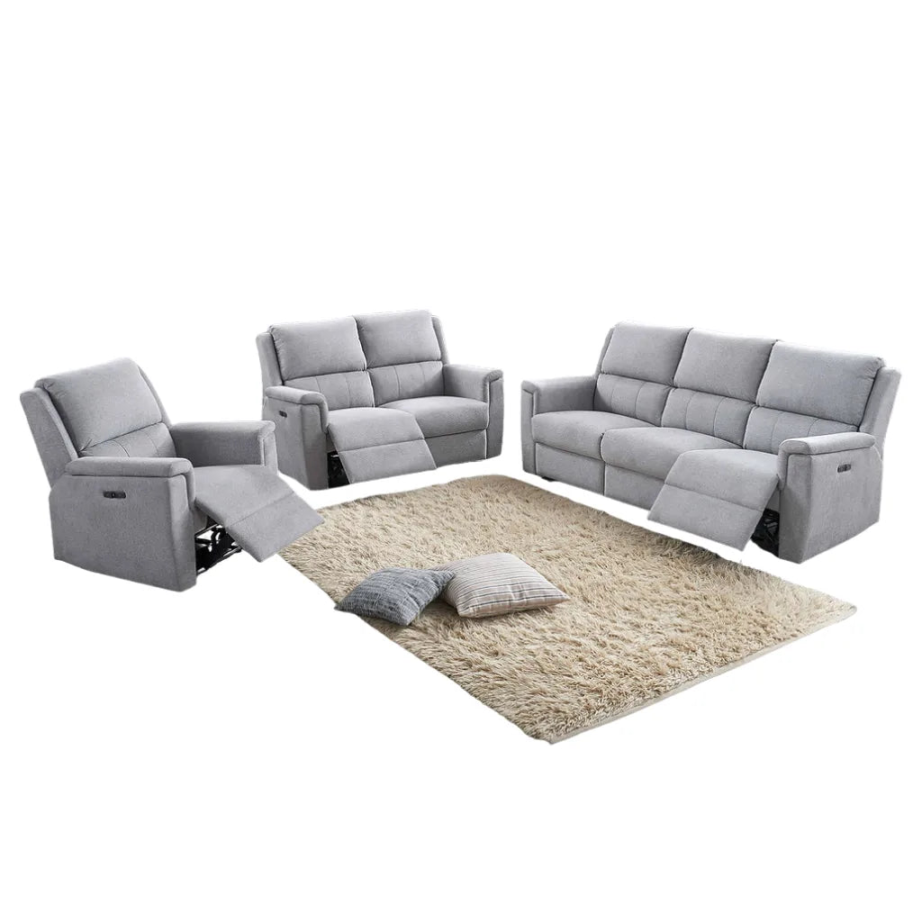 3-Piece Gray sofa set with recliners 
