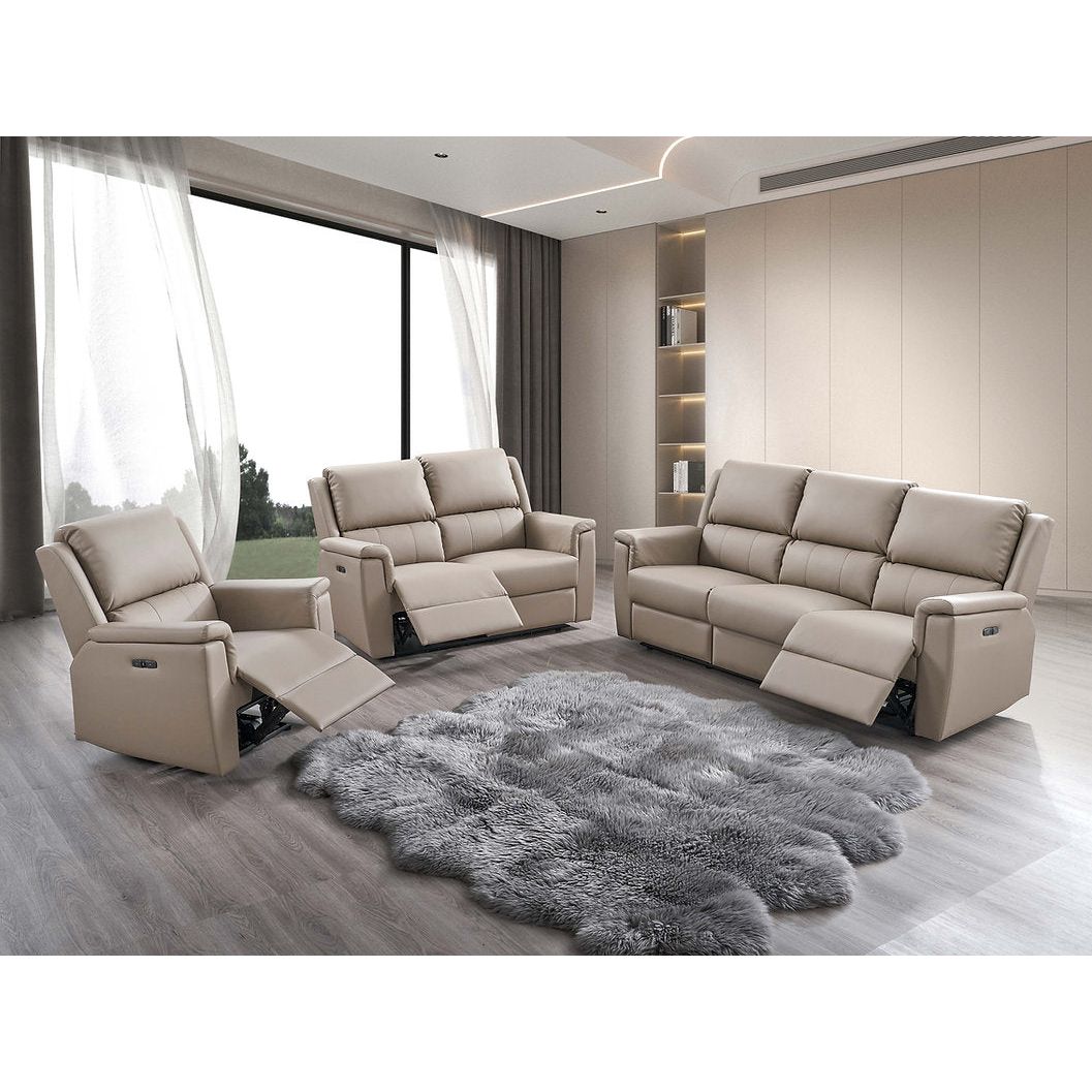 Stone color recliner sofa set for modern living room 