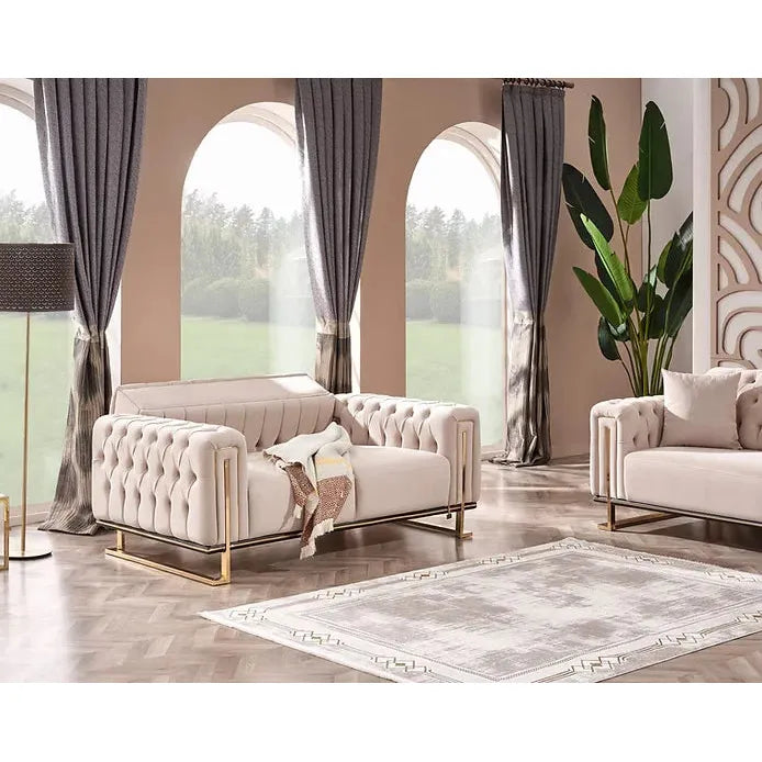 DREAMS Sofa Set with Stainless Steel Legs and Convertible Bed
