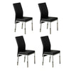Four black chairs with chrome legs