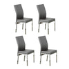 Four grey  dining chairs with metal legs 