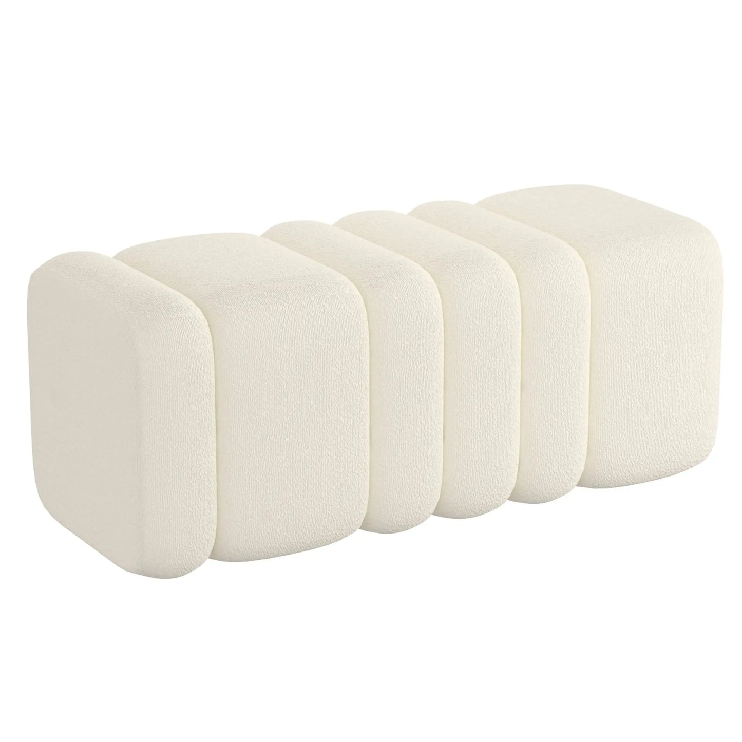 Rigel Large Bouclé Bench – Modern Ivory Ottoman with Plush Upholstery