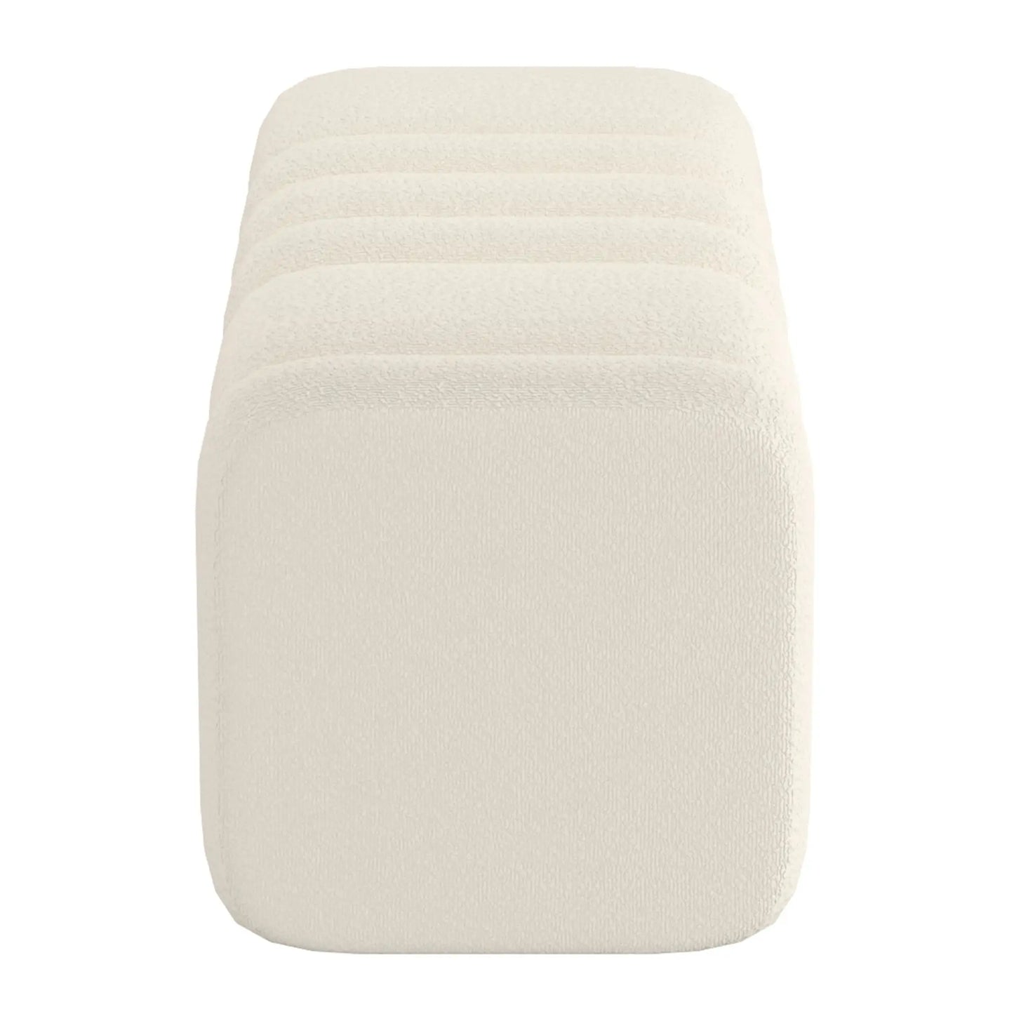 Rigel Large Bouclé Bench – Modern Ivory Ottoman with Plush Upholstery