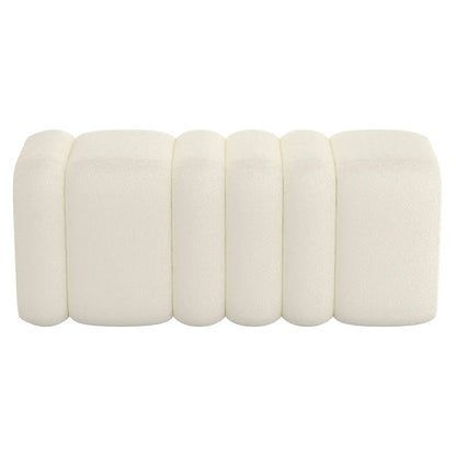 Rigel Large Bouclé Bench – Modern Ivory Ottoman with Plush Upholstery