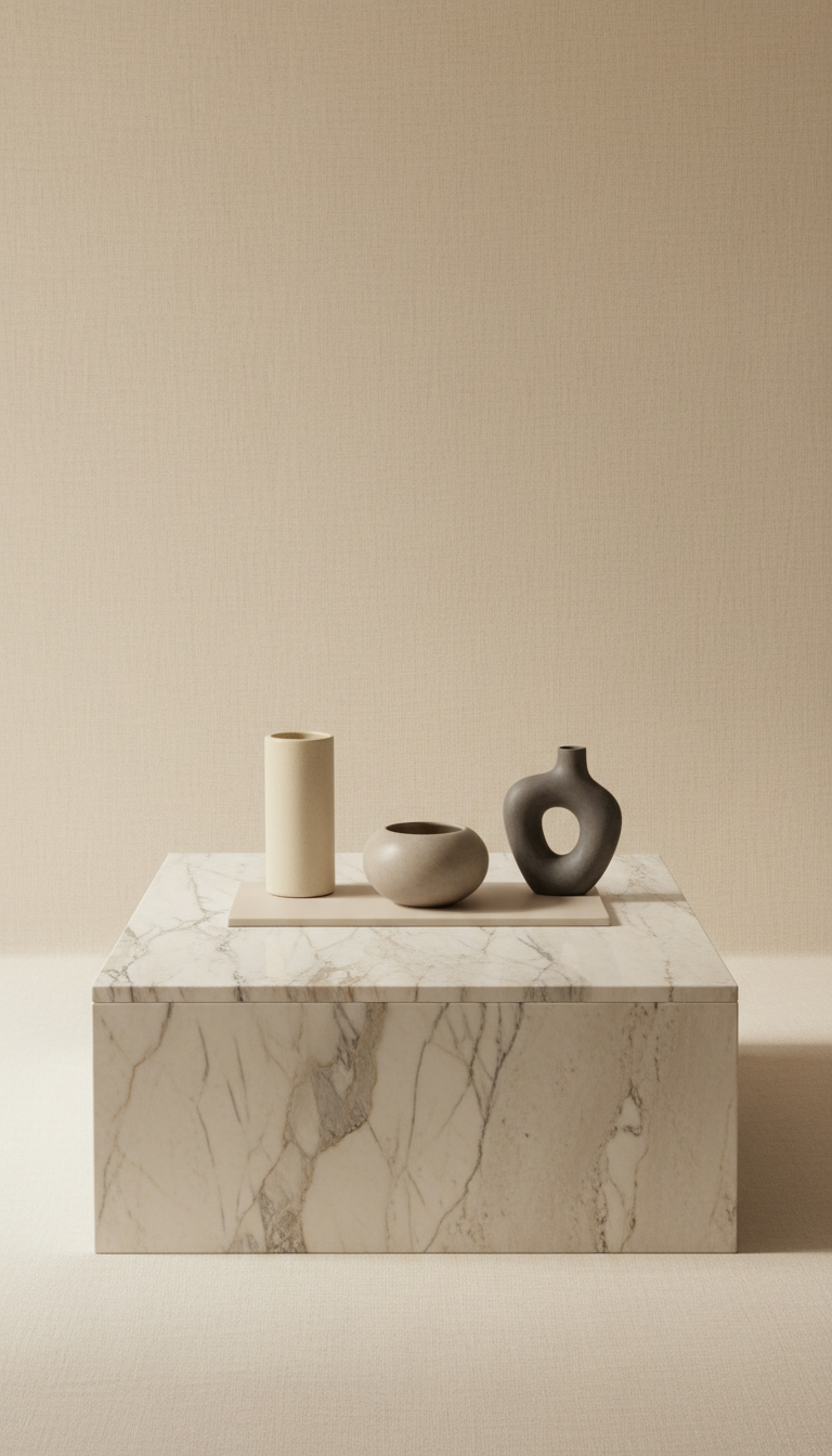 Table basse avec plateau en marbre