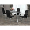 Glass dining room set with black PU chairs and a glass table 