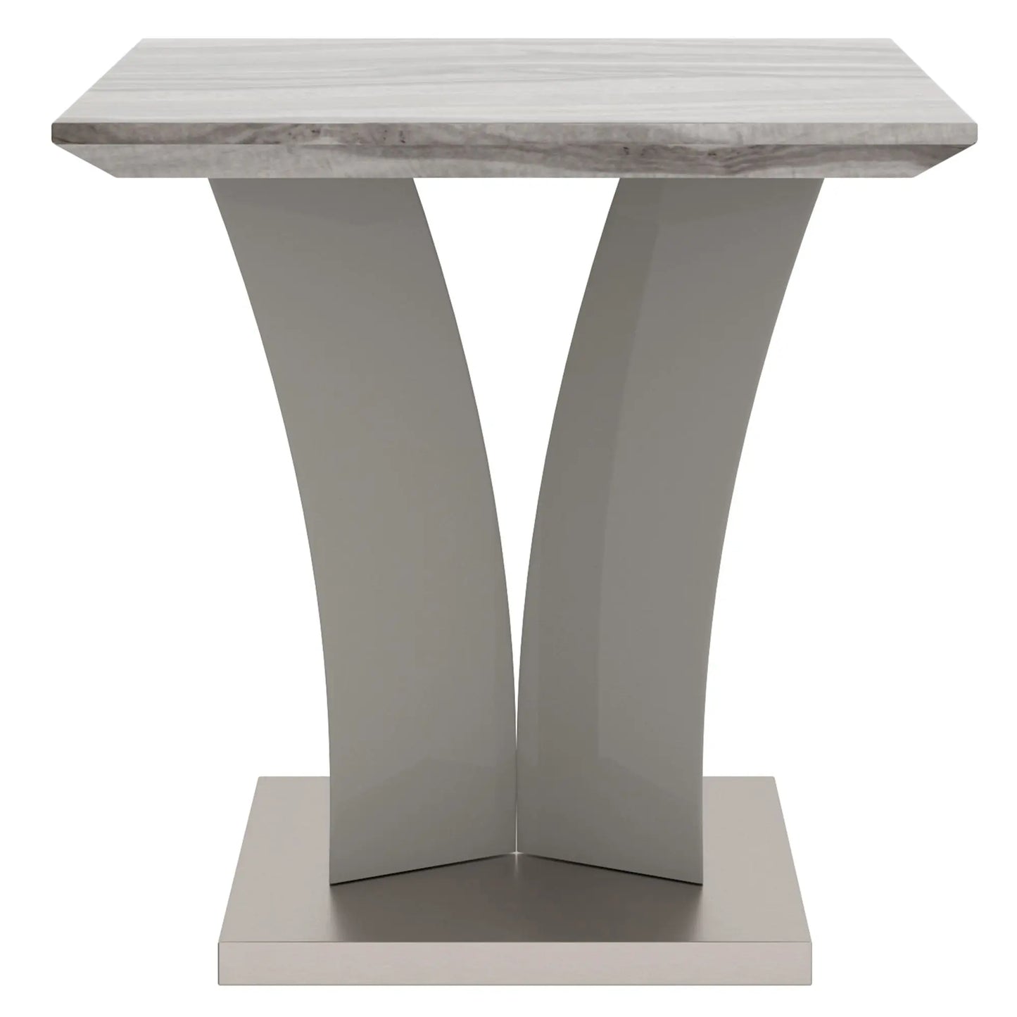 Napoli Faux Marble Side Table in Light Grey with Geometric Design