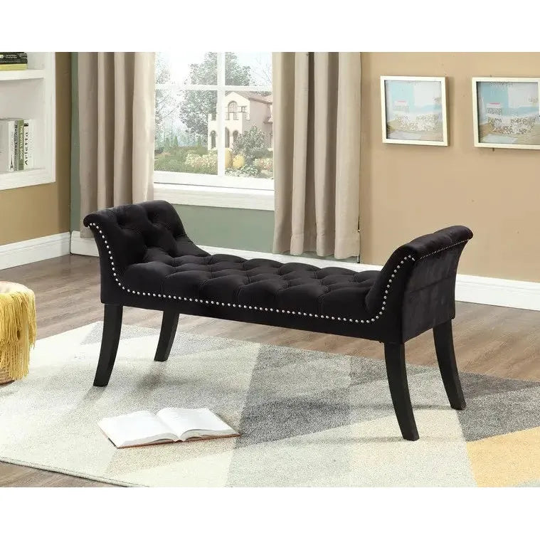 Black tufted bench for living room 