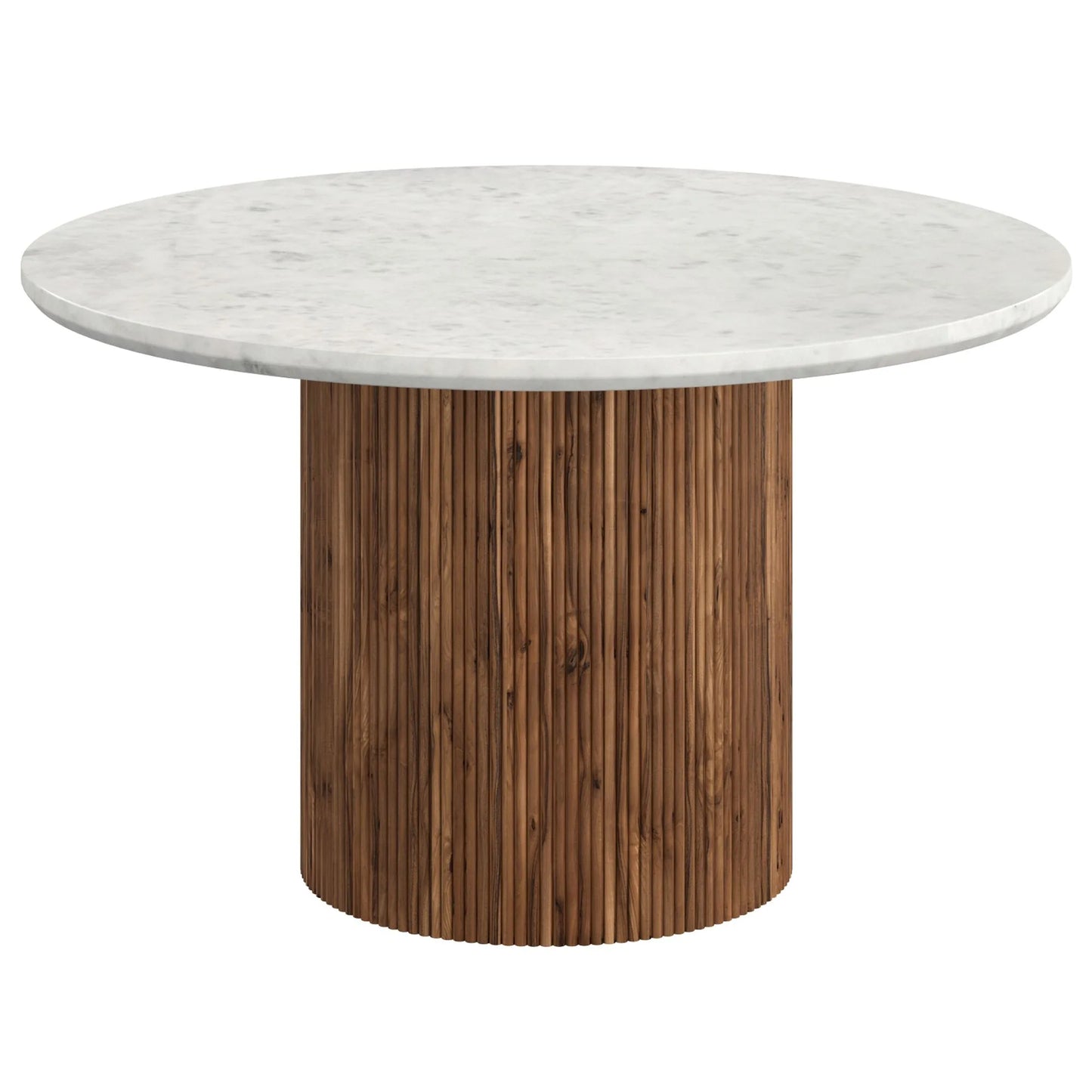 51” Jilsa Round Marble Dining Table With  Wood Base