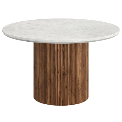 51” Jilsa Round Marble Dining Table With  Wood Base