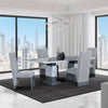 5-Piece Modern dining set with marble table and grey chairs 