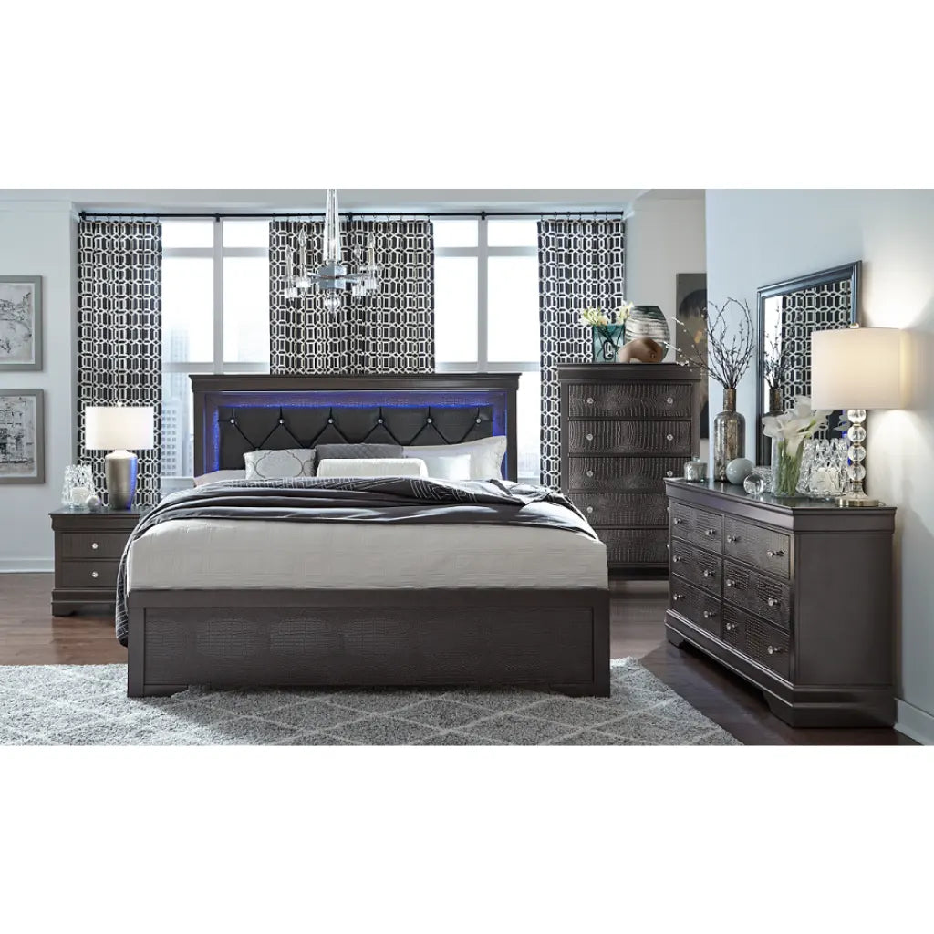 Pompei 5 Piece Grey  Bedroom Set