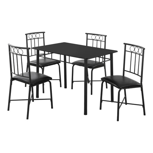 5 piece dining room set - Black Metal Table & 4  Cushioned Chairs