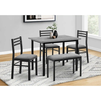 5 piece dining room table sets, Grey Laminate Table, 3 Chairs & Bench