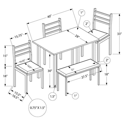 5 piece dining room table sets, Grey Laminate Table, 3 Chairs & Bench