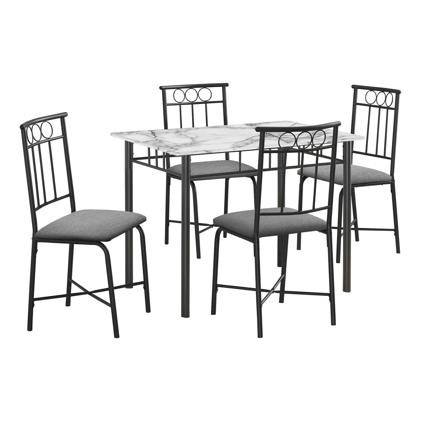 5 piece rectangular dining set - White Marble Table & 4 Cushioned Chairs