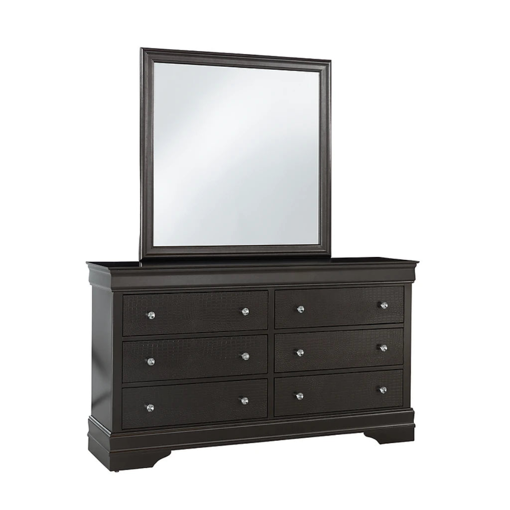 Pompei 6-drawer grey dresser with mirror 
