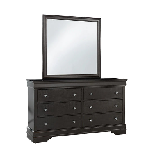 Pompei 6-drawer grey dresser with mirror 
