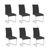 Set of six black dining chair with chrome frames 