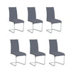 Set of six grey dining chairs with chrome frames 