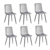 Set of six gray striped dining chairs with black legs 