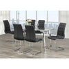 7-Piece Glass Dining Set with black chairs