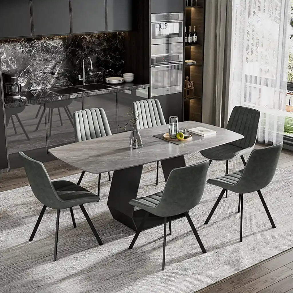 Armani Marble Look Dining Table Set