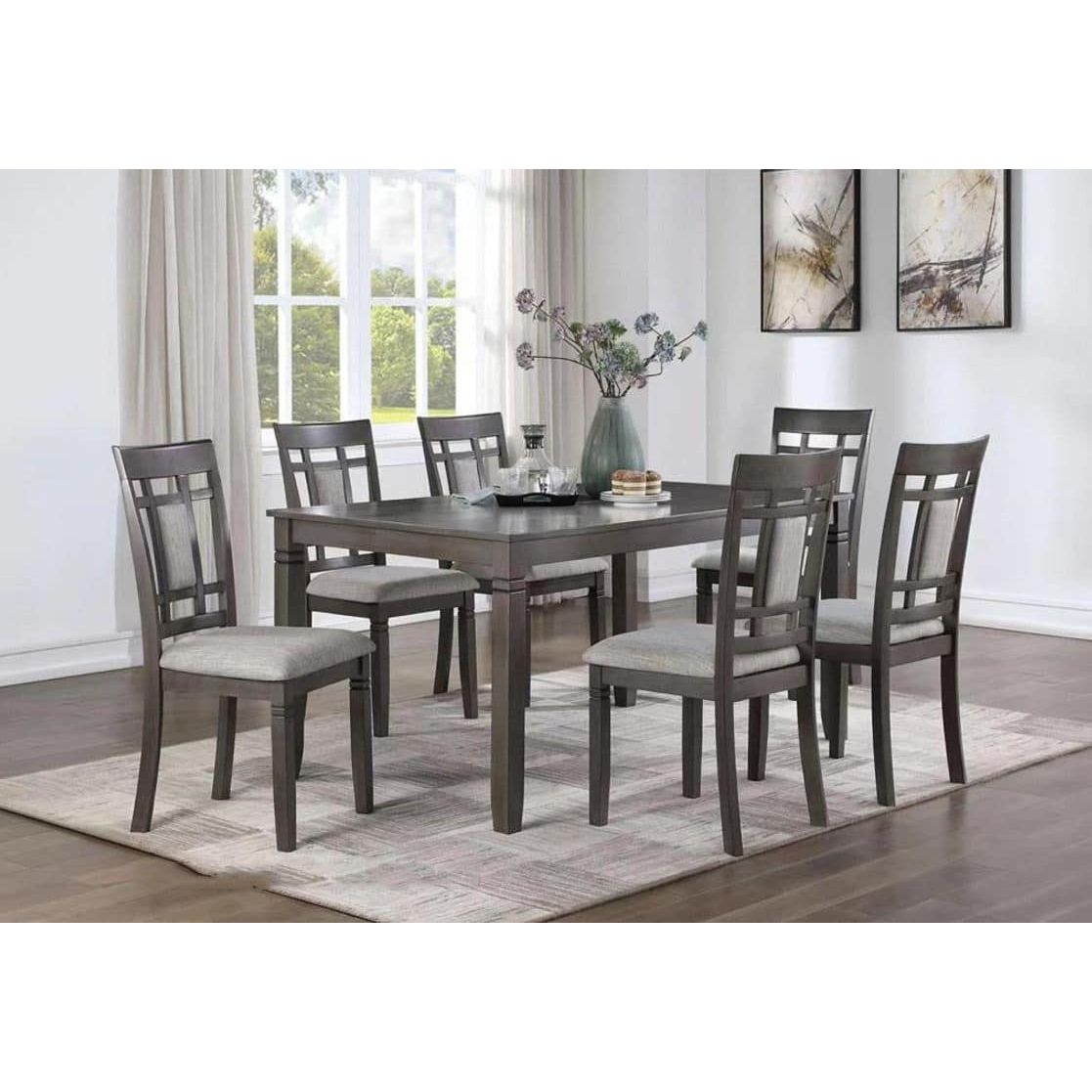 Aaron 7-Piece Contemporary Wooden Dining Set With Upholstered Chairs
