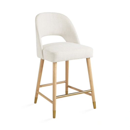 Abigail Ivory Linen Counter Chair with Gold Accents