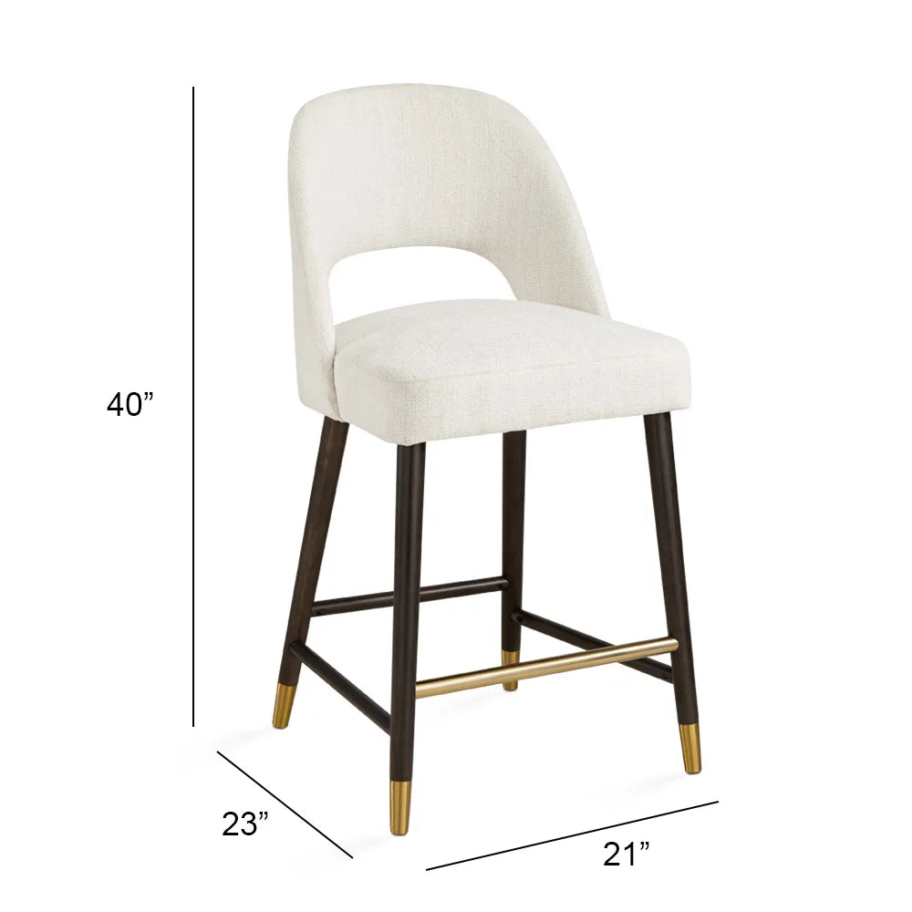 Abigail Ivory Linen Counter Chair with Gold Accents